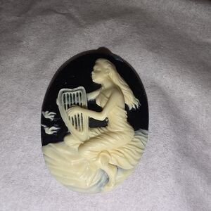 Lady With Harp Cameo Mold, Jewelry Making - Resin / Polymer Clay 30 x 40mm